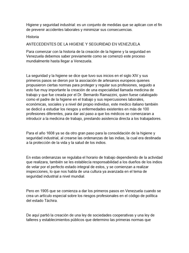 Higiene y Seguridad Industrial | PDF | Valores | Venezuela