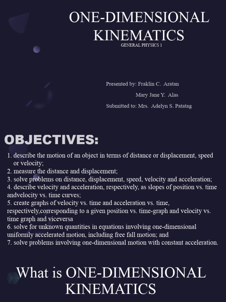 Understanding One-Dimensional Kinematics | PDF | Velocity | Acceleration