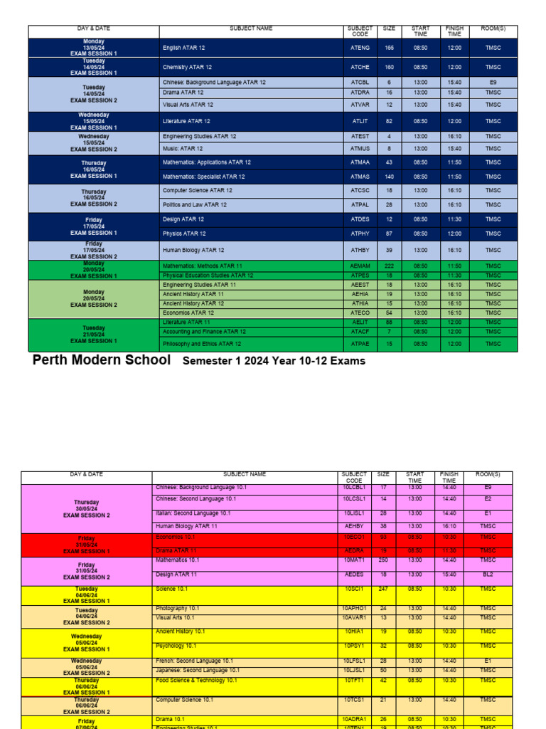 ATAR Exam Timetable 2024 | PDF | Liberal Arts Education | Science