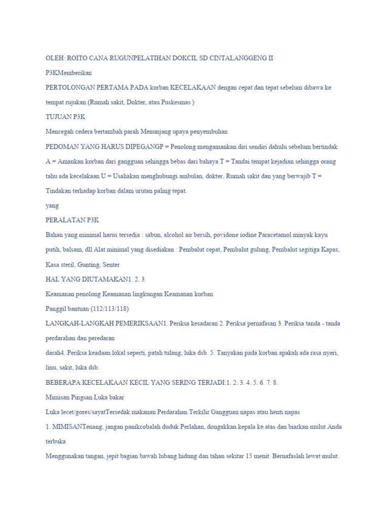 Panduan P3K untuk Kecelakaan Umum | PDF