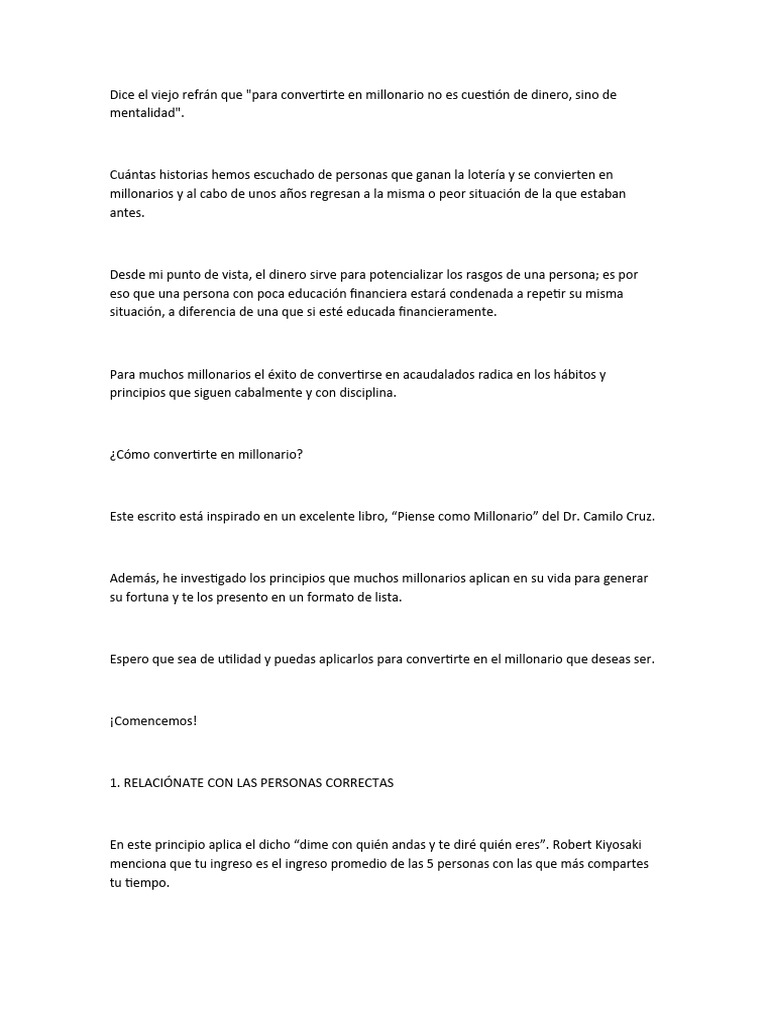 Claves para Convertirte en Millonario | PDF | Pensamiento