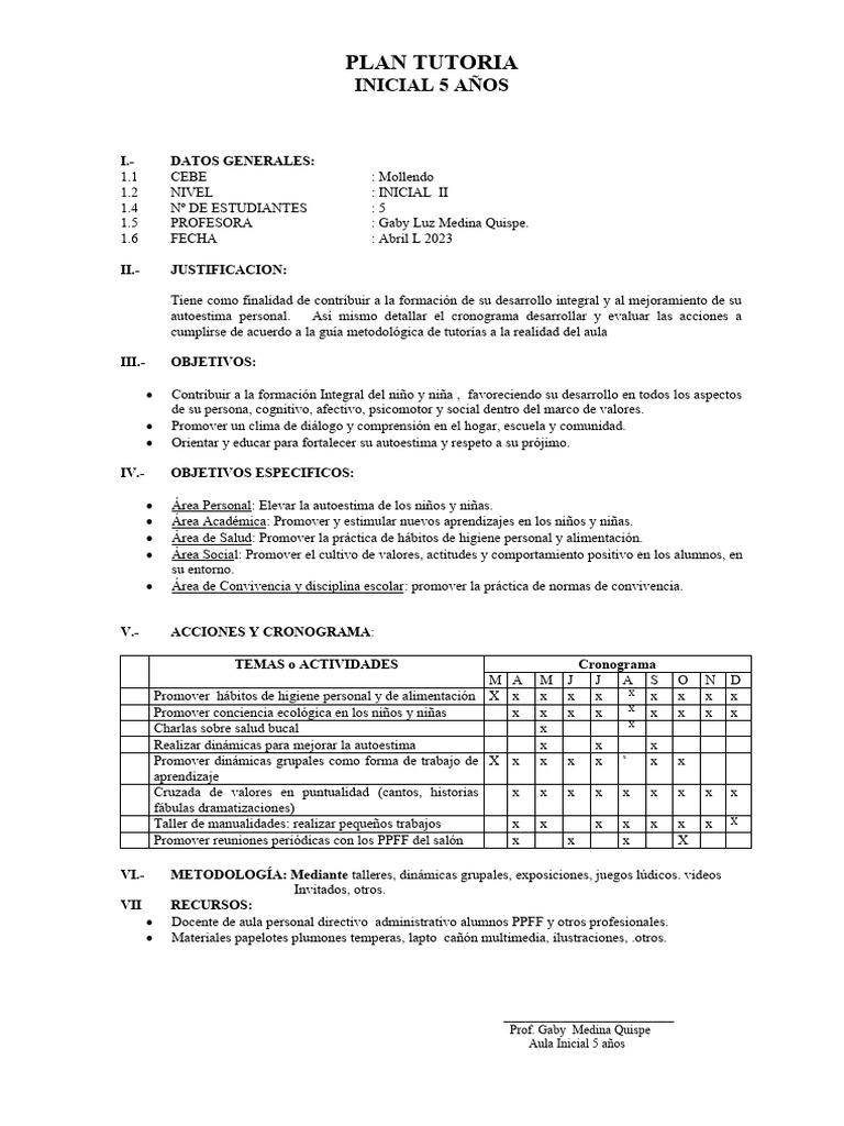 Plan tutorial 2018 pdf sal n de clases maestros