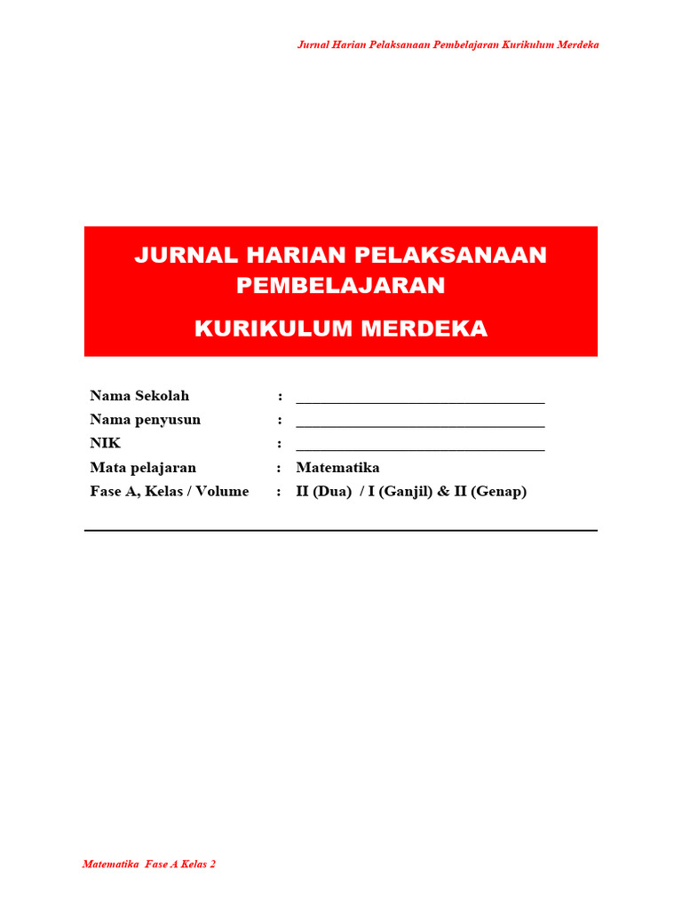 Jurnal Harian Kelas 2 Kurikulum Merdeka | PDF