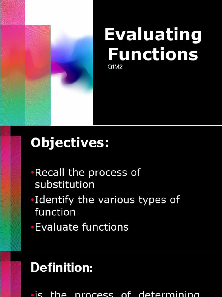 Q1m2 evaluating functions pdf function mathematics mathematics