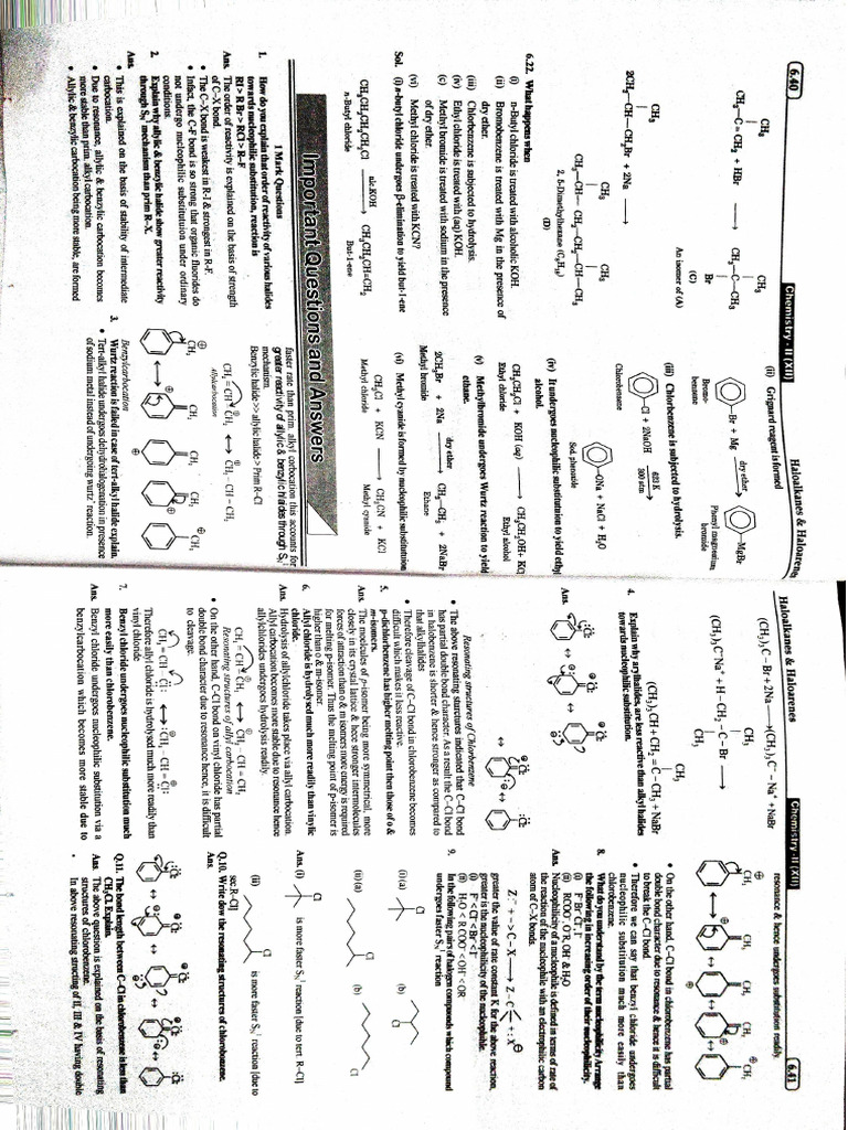 Haloalkane important question sp book pdf