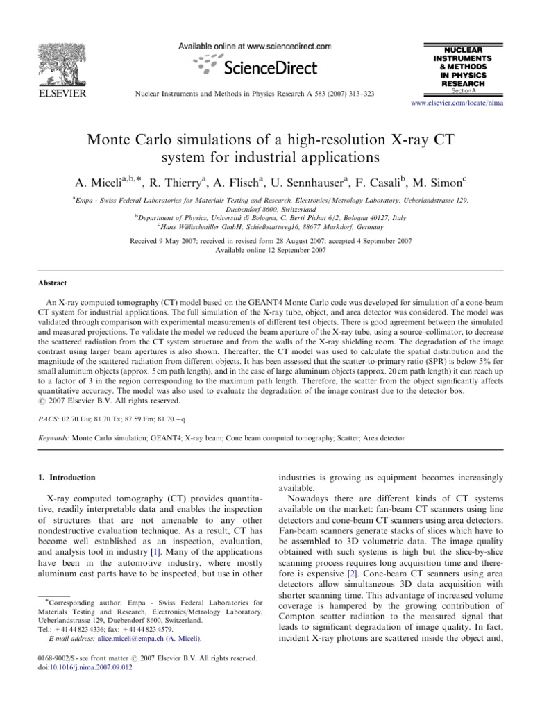Monte Carlo X-ray CT Simulation Study | PDF | Ct Scan | X Ray