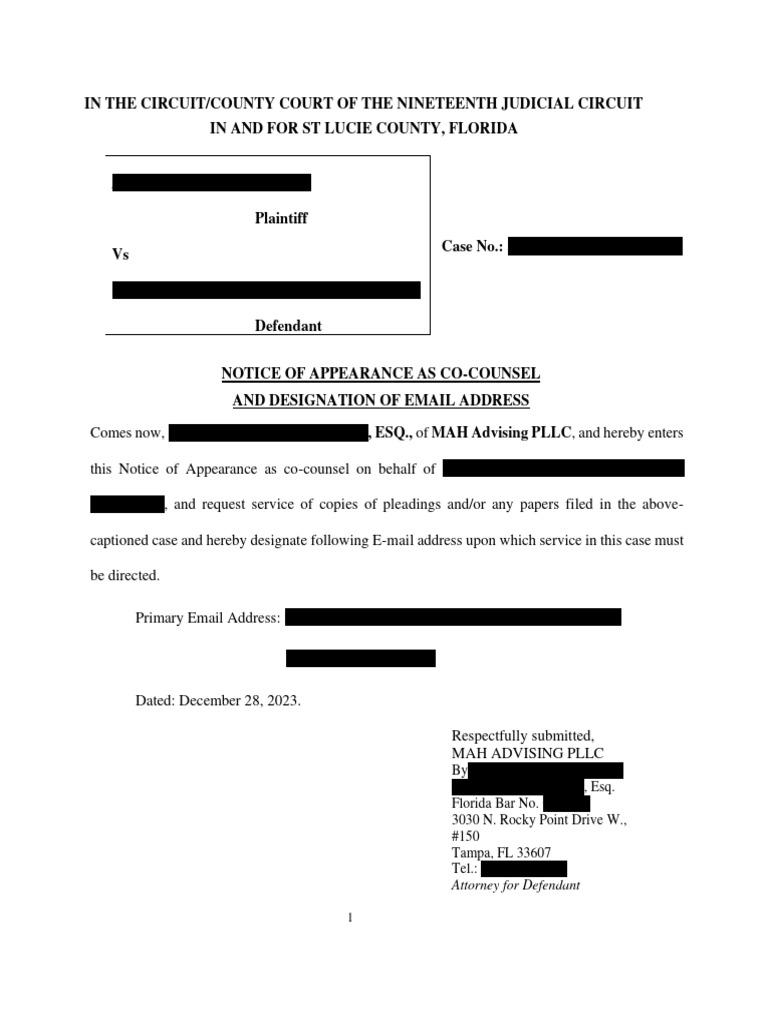 Notice of Appearance | PDF | Judiciaries | Justice