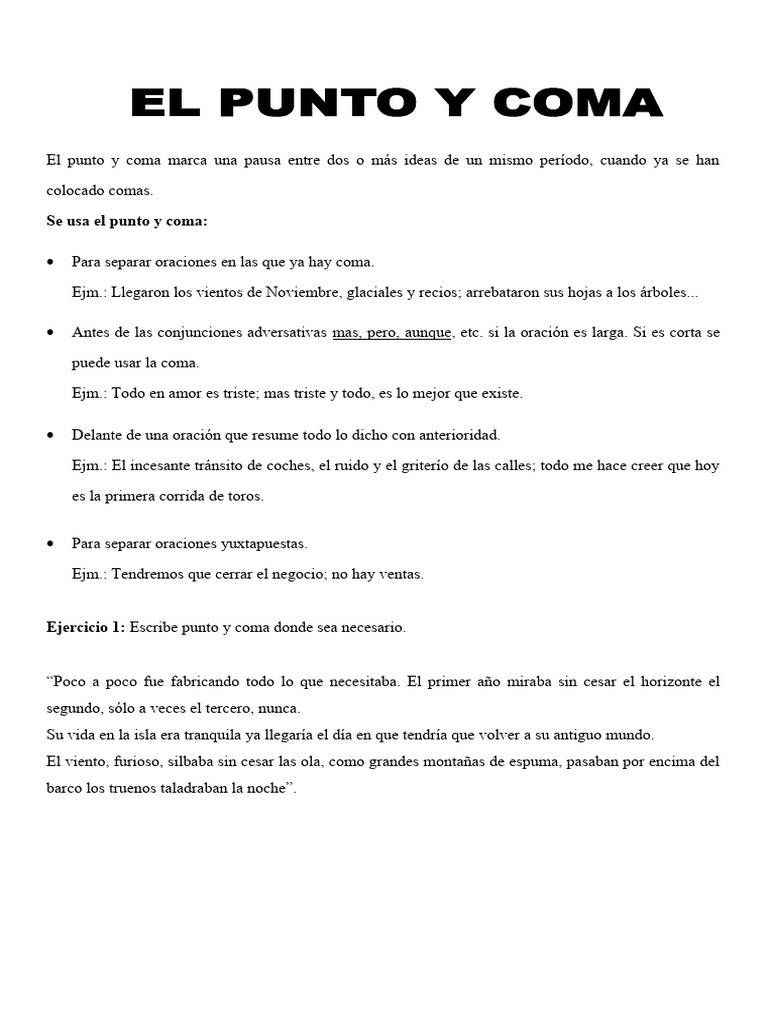 Uso del punto y coma en la escritura | PDF