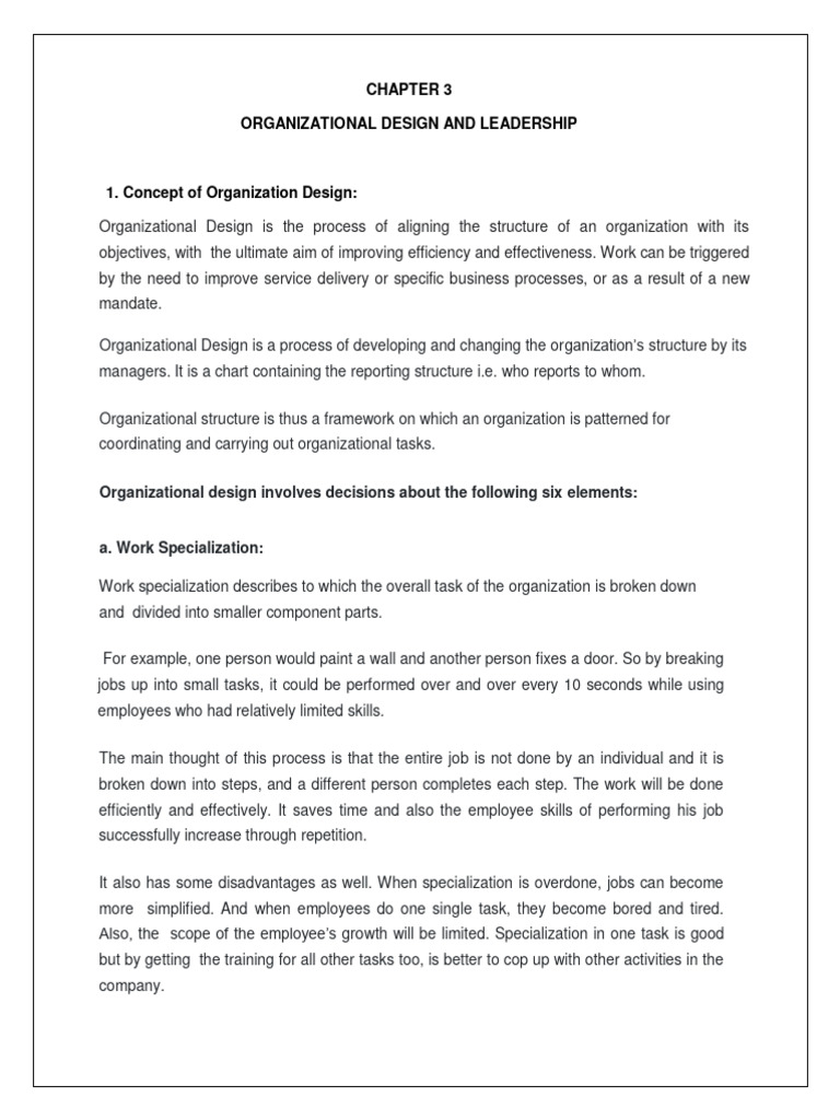 Organizational Design and Leadership Insights | PDF | Leadership ...