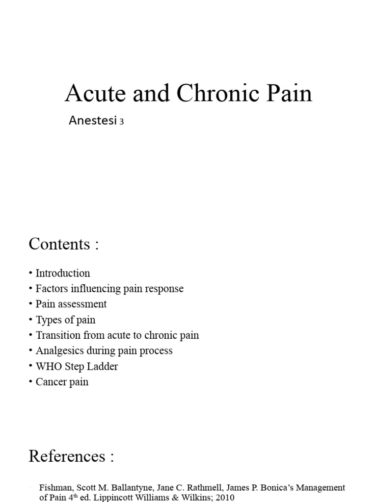 Acute and Chronic Pain Revisi 2 | PDF | Pain | Analgesic