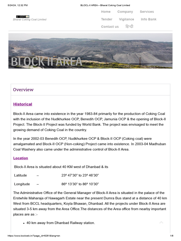 Block II Area Overview and Operations | PDF | Coal Mining | Mining