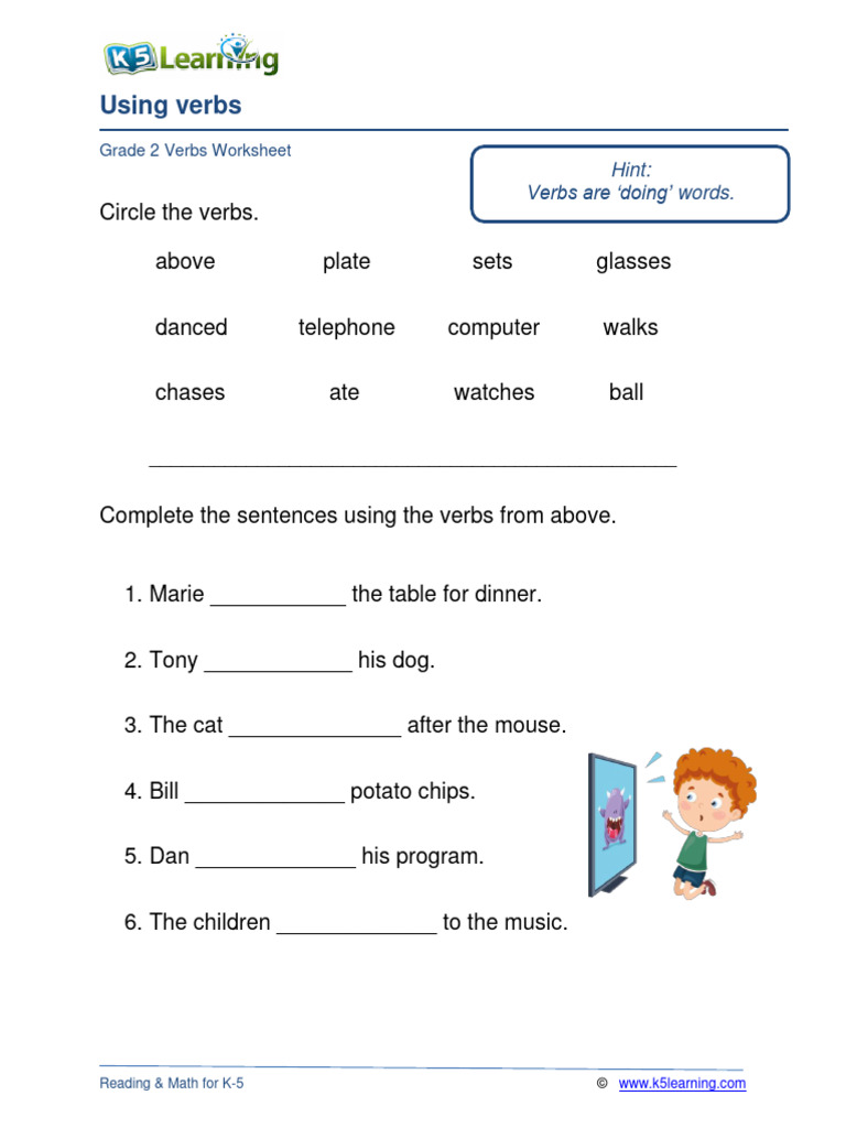 Grammar Worksheet Grade 2 Verbs Sentences 0 | PDF
