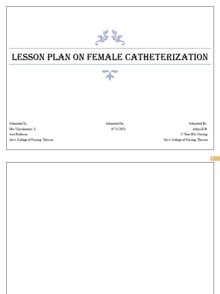 FEMALE CATHETERIZATION | PDF | Urinary Incontinence | Catheter