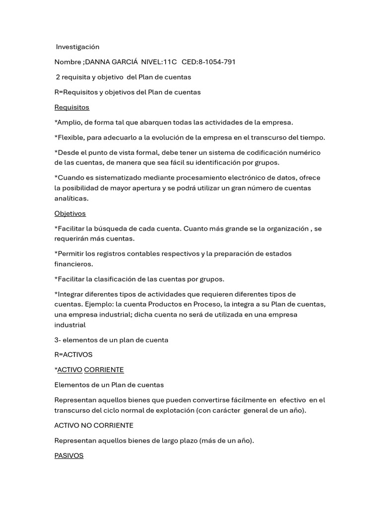 Requisitos y Objetivos del Plan de Cuentas | PDF | Business | Contabilidad