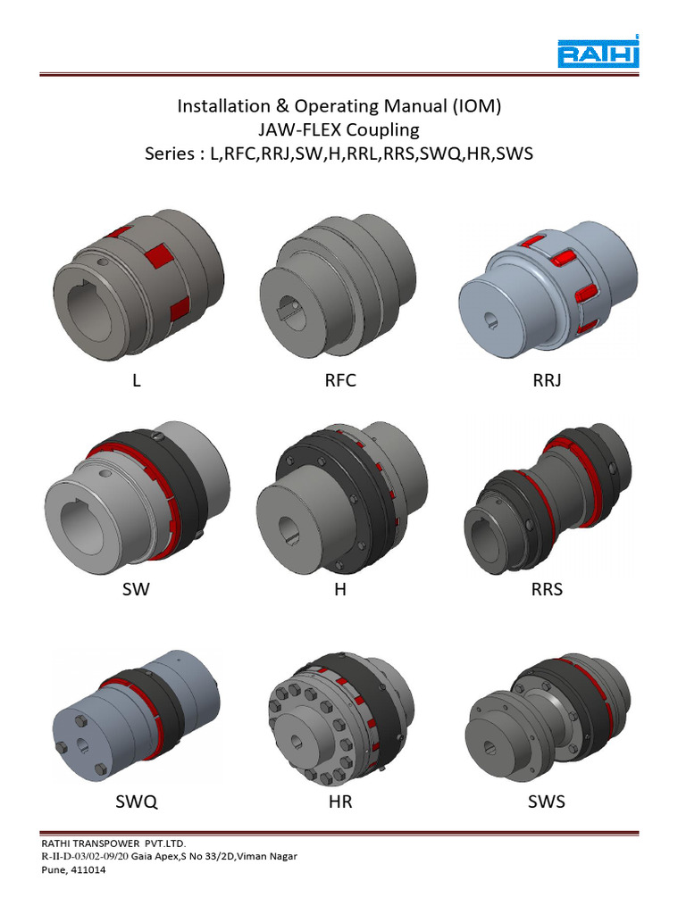 Rathi Jaw-Flex Coupling Manual | PDF | Screw | Mechanical Engineering