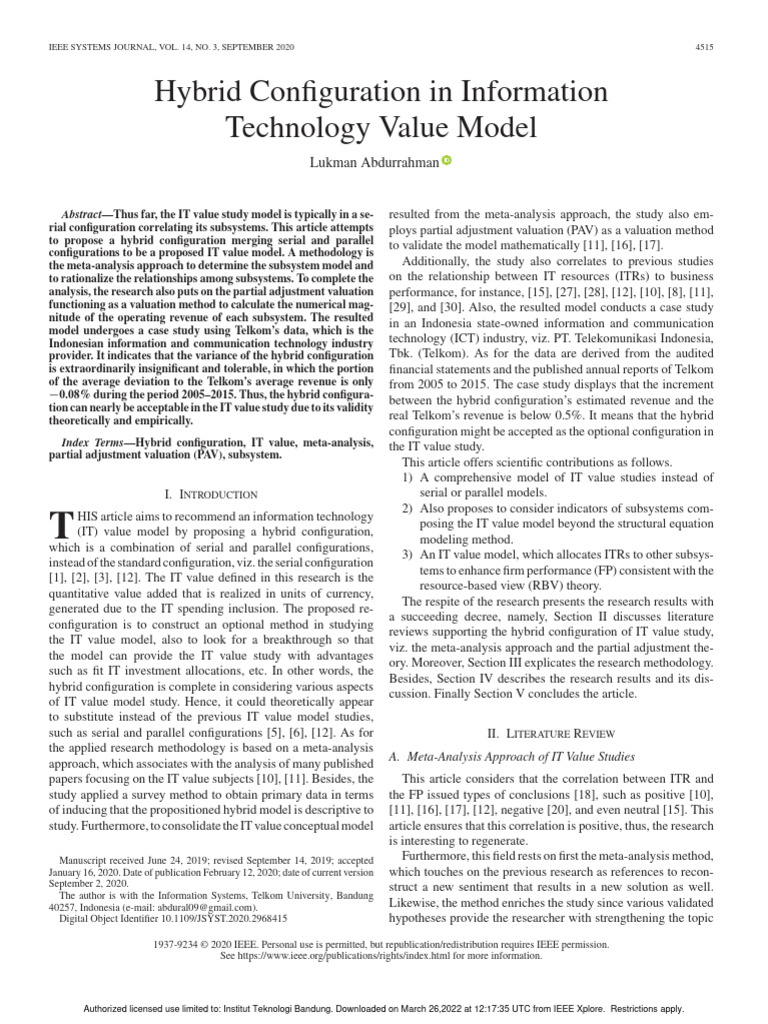 Hybrid IT Value Model Configuration | PDF | Meta Analysis | Return On ...