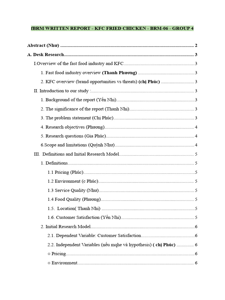 KFC Customer Satisfaction Study Report | PDF | Factor Analysis | Fast Food