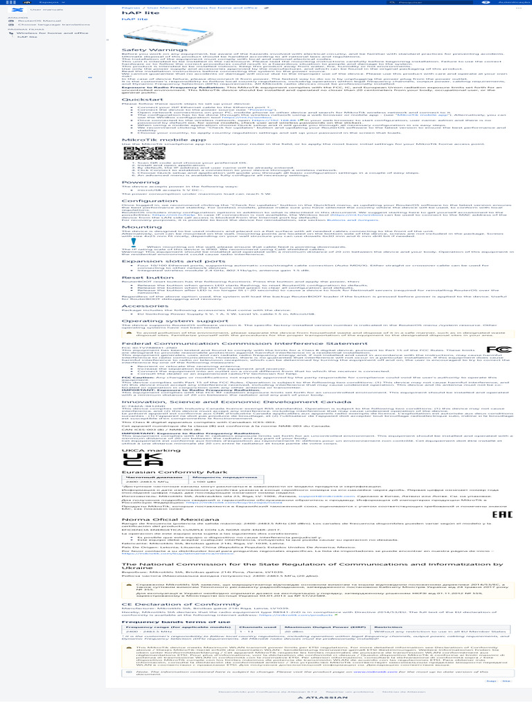 hAP Lite User Manual Overview | PDF | Electromagnetic Interference ...