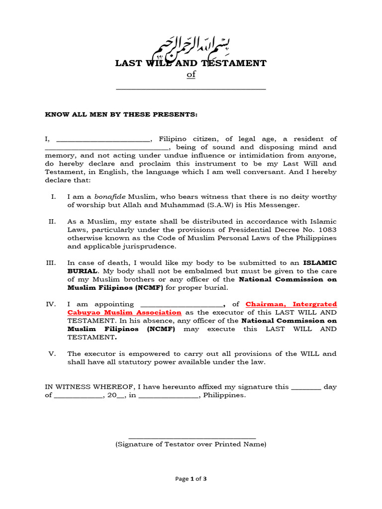 Last-will-testament-Format | PDF | Will And Testament | Legal Documents