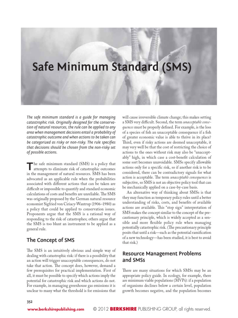 Understanding Safe Minimum Standards | PDF | Risk | Cost–Benefit Analysis