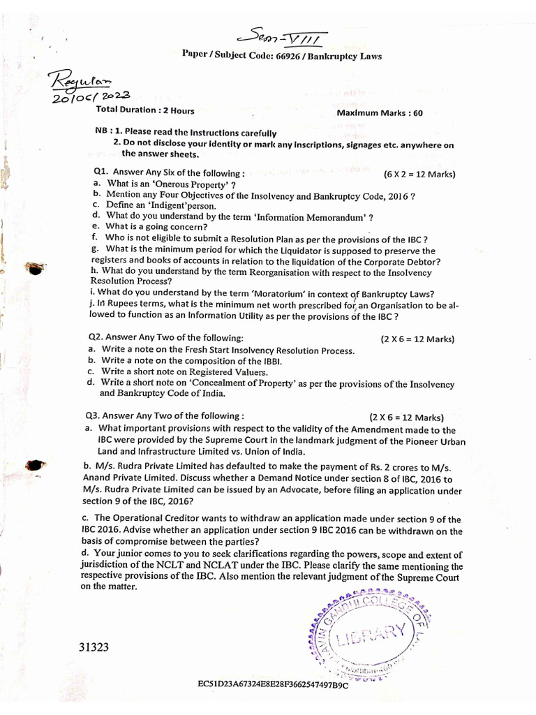 IBC Past Papers 2021-2023 | PDF