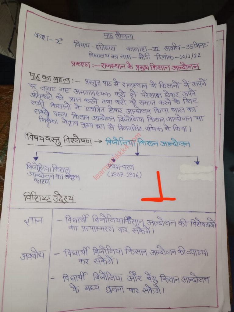 topic-rajasthan-ke-kisaan-andolan-class-10th-b-ed-history-lesson-plan