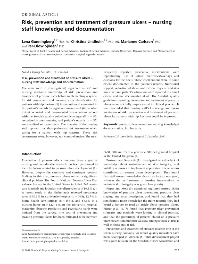 Risk Prevention and Treatment of Pressure Ulcers Nursing Staff ...
