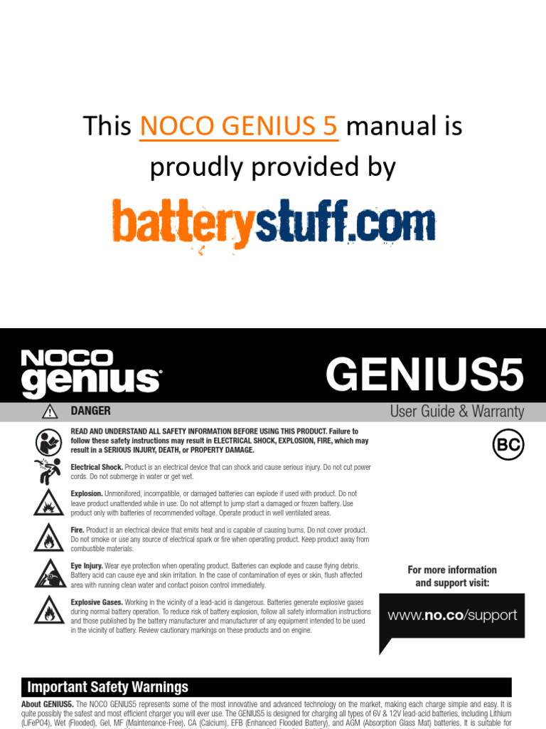 Noco Genius 5 Manual