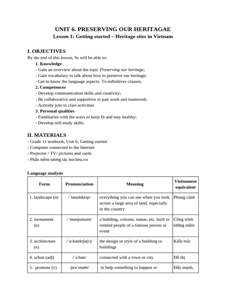 Unit 6 | PDF | Vocabulary | Teachers
