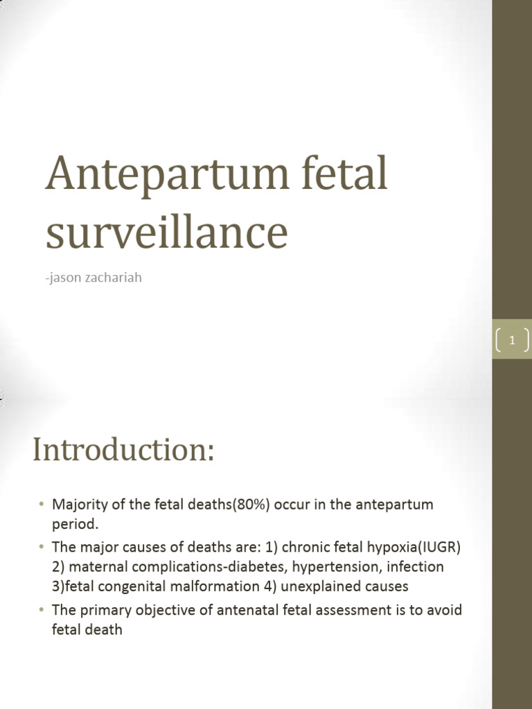 Antepartum Fetal Surveillance Methods | PDF | Medical Specialties ...