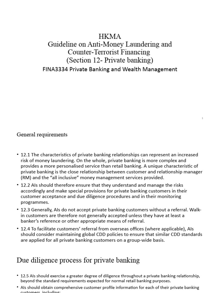 Private Banking AML/CFT Guidelines | PDF | Deposit Account | Banks