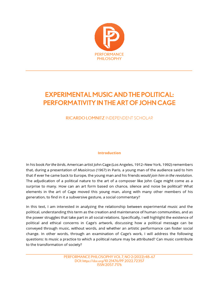 John Cage: Music's Political Performativity | PDF | Silence | Liberal ...