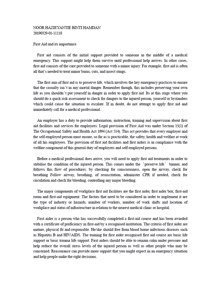 Assignment Osha | PDF | First Aid | Cardiopulmonary Resuscitation
