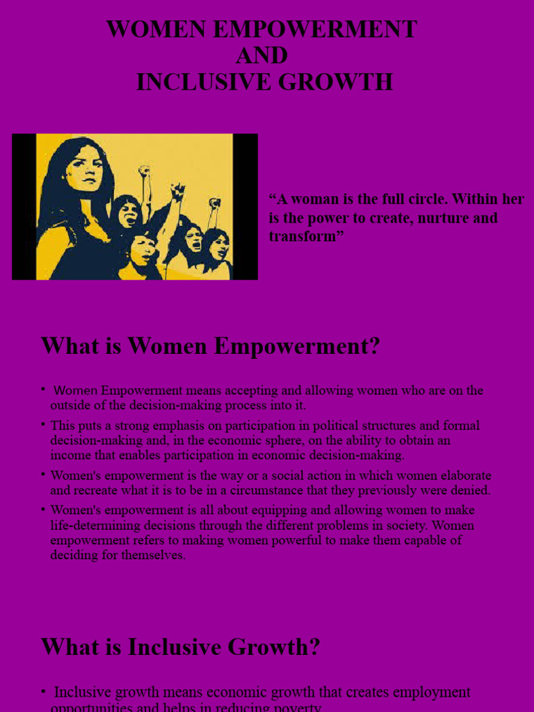 Women Empowerment and Inclusive Growth | PDF | Empowerment | Woman