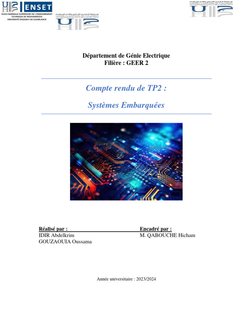 Compte Rendu TP2 : Systèmes Embarqués | PDF | VHDL | Ingénierie ...