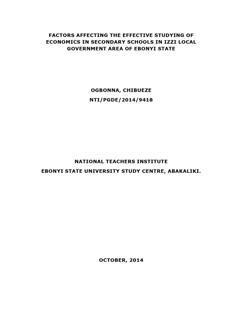 Factors Affecting The Effective Studying | PDF | Economics | Teachers