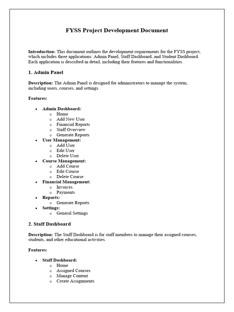 FYSS Project Development Document | PDF | Career & Growth | Business