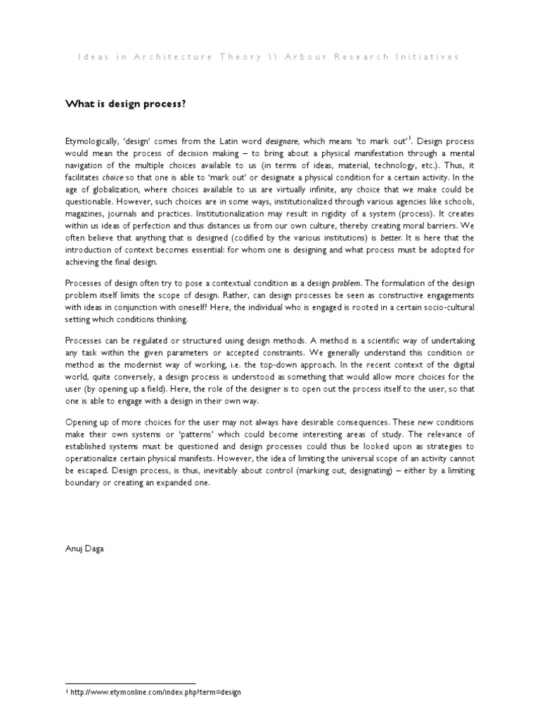 What Is Design Process Ideas In Architecture Theory Arbour