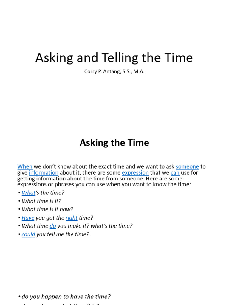 Asking and Telling The Time | PDF | Career & Growth | Self-Improvement