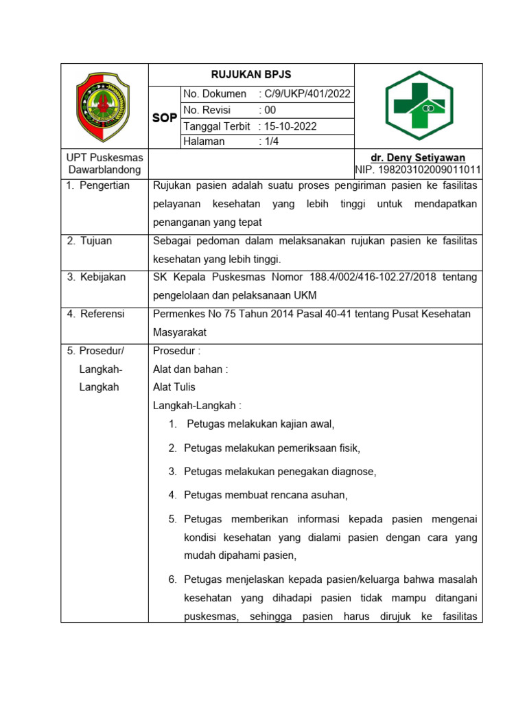 Prosedur Rujukan Pasien BPJS Puskesmas | PDF