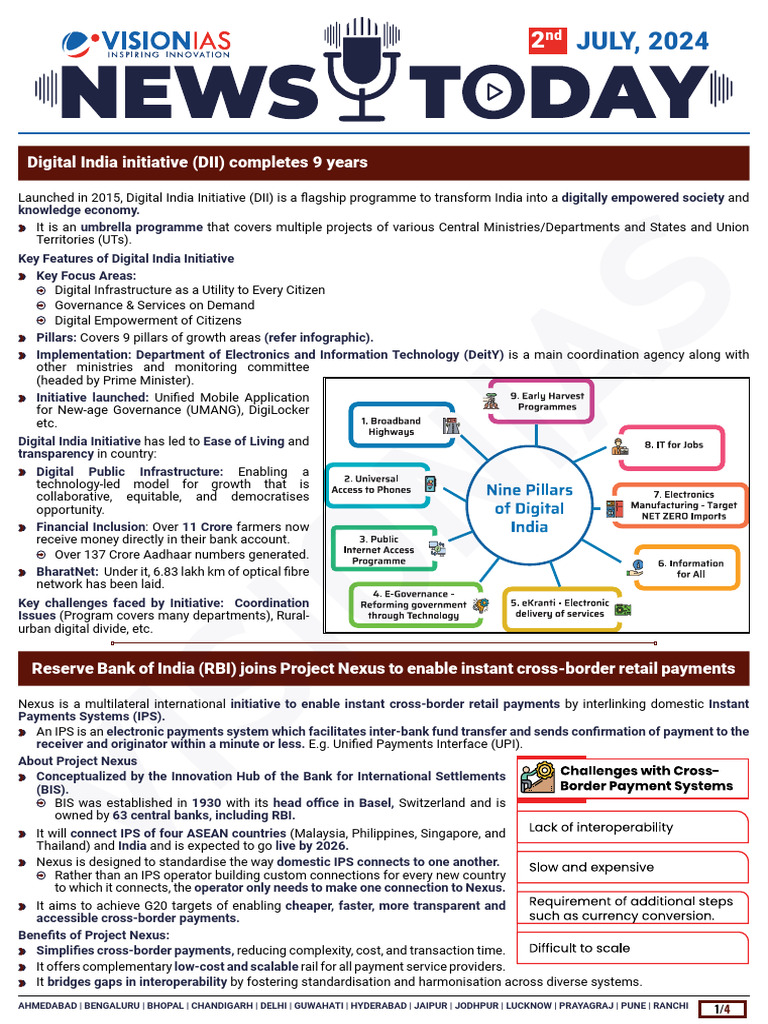 VisionIAS Daily Current Affairs 02 July 2024 | PDF | Taxes | Welfare