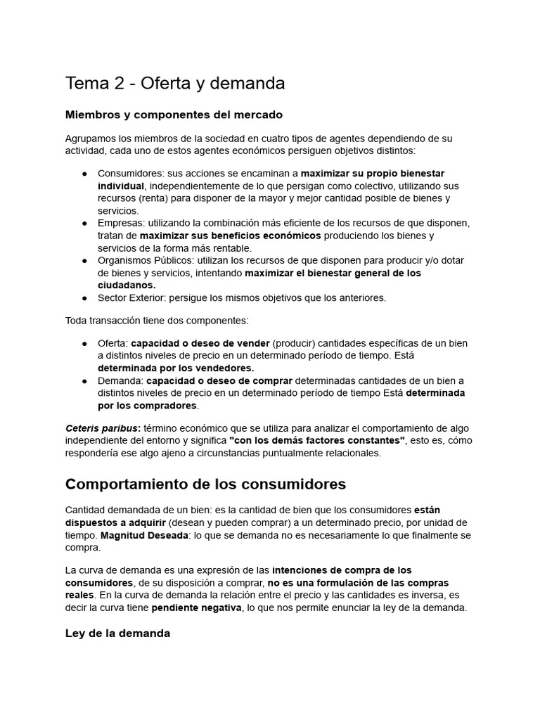Oferta y Demanda: Conceptos Clave | PDF | Curva de demanda | Oferta ...