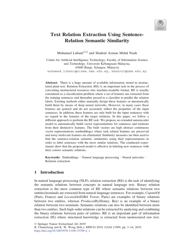 Sentence-Relation Extraction Model | PDF | Artificial Neural Network ...