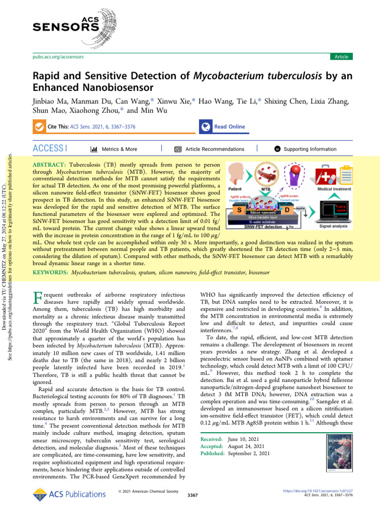 Enhanced SiNW-FET for TB Detection | PDF | Biosensor | Sensor