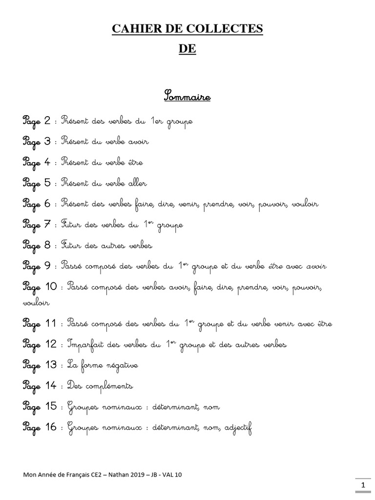 Mon Année de Français CE2 - VAL 10 | PDF | Verbe | Sémantique