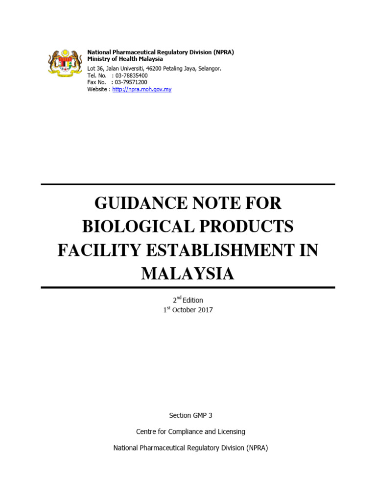 Guidance Note Biological Products Facility 2 ND Ed Oct 2017 | PDF ...