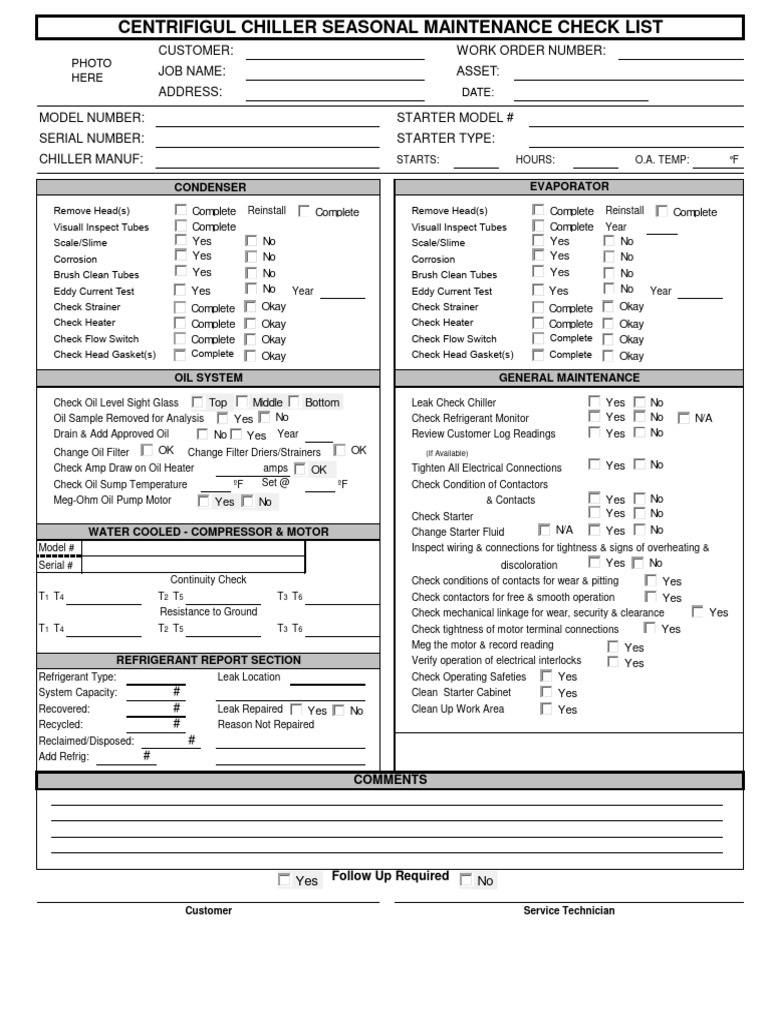 Centrifugal Chiller Maintenance Checklist | PDF | Leak | Building ...