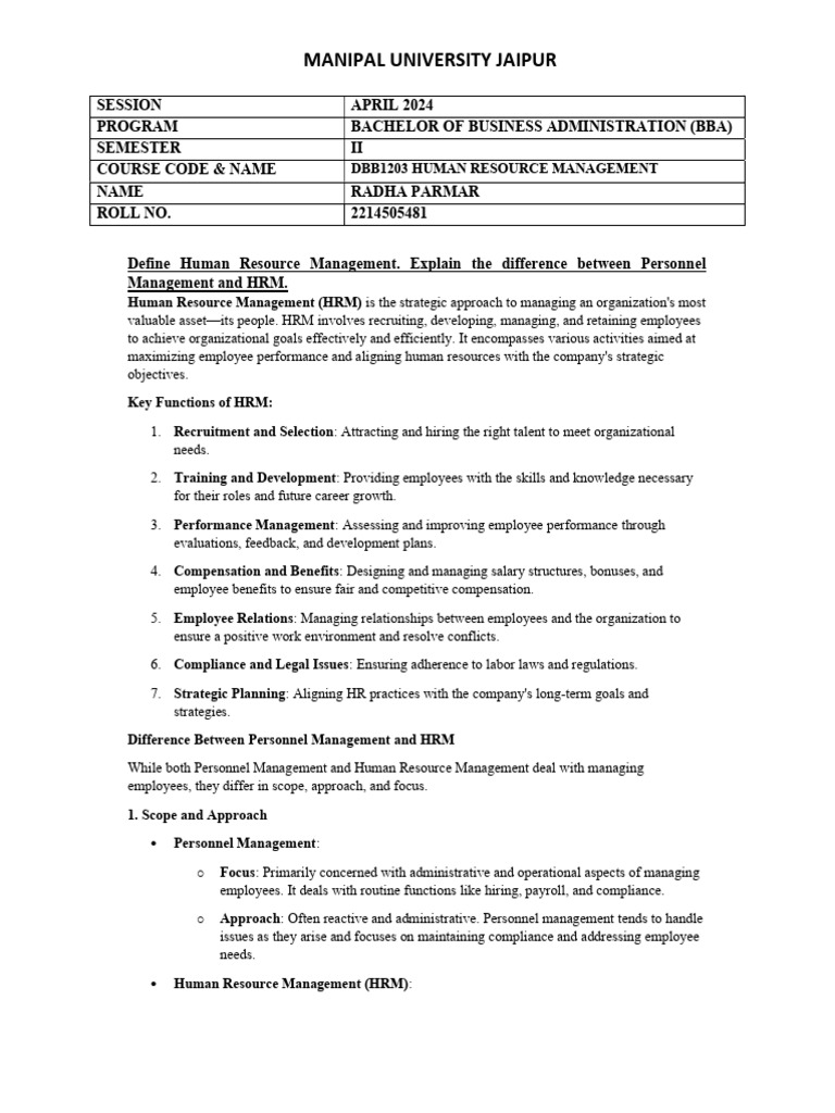 HRM vs Personnel Management Explained | PDF | Cost Of Living | Recruitment