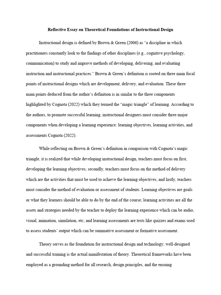 reflective-essay-on-theoretical-foundations-of-instructional-design