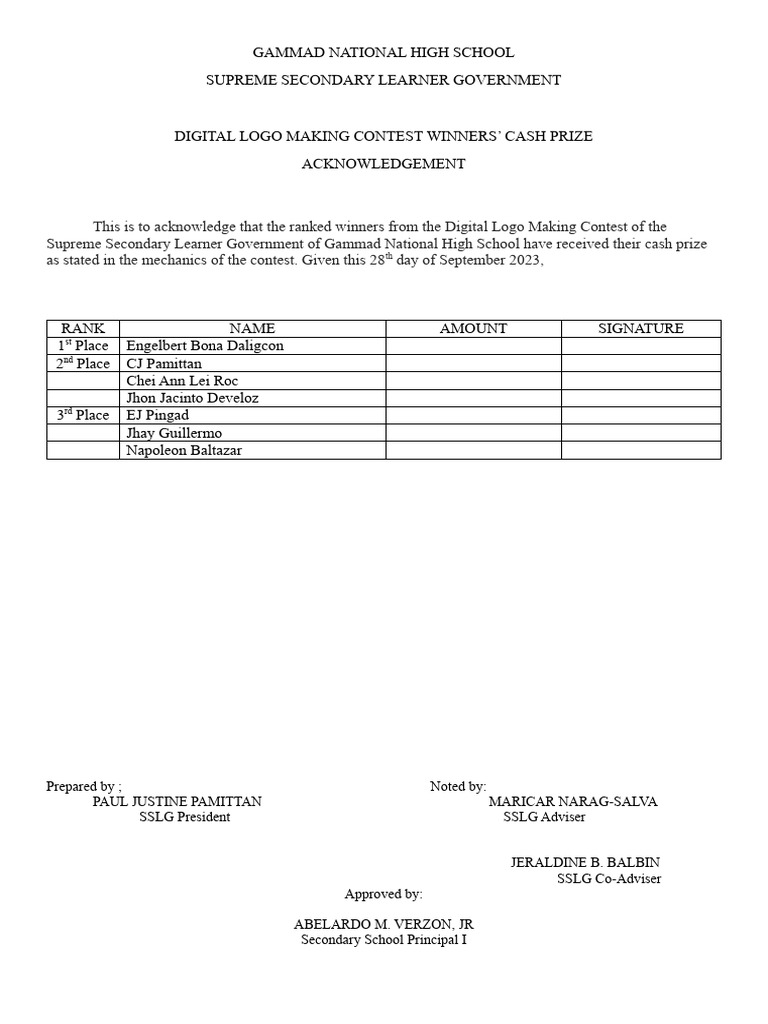 Gammad High School Logo Contest Winners | PDF